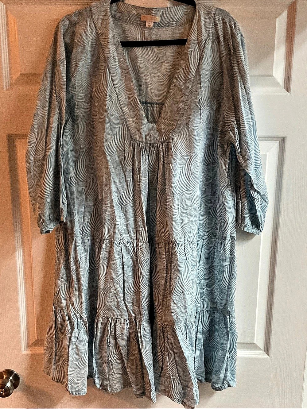 Pink Chicken Mini Tiered Dress in Blue & White Size XL